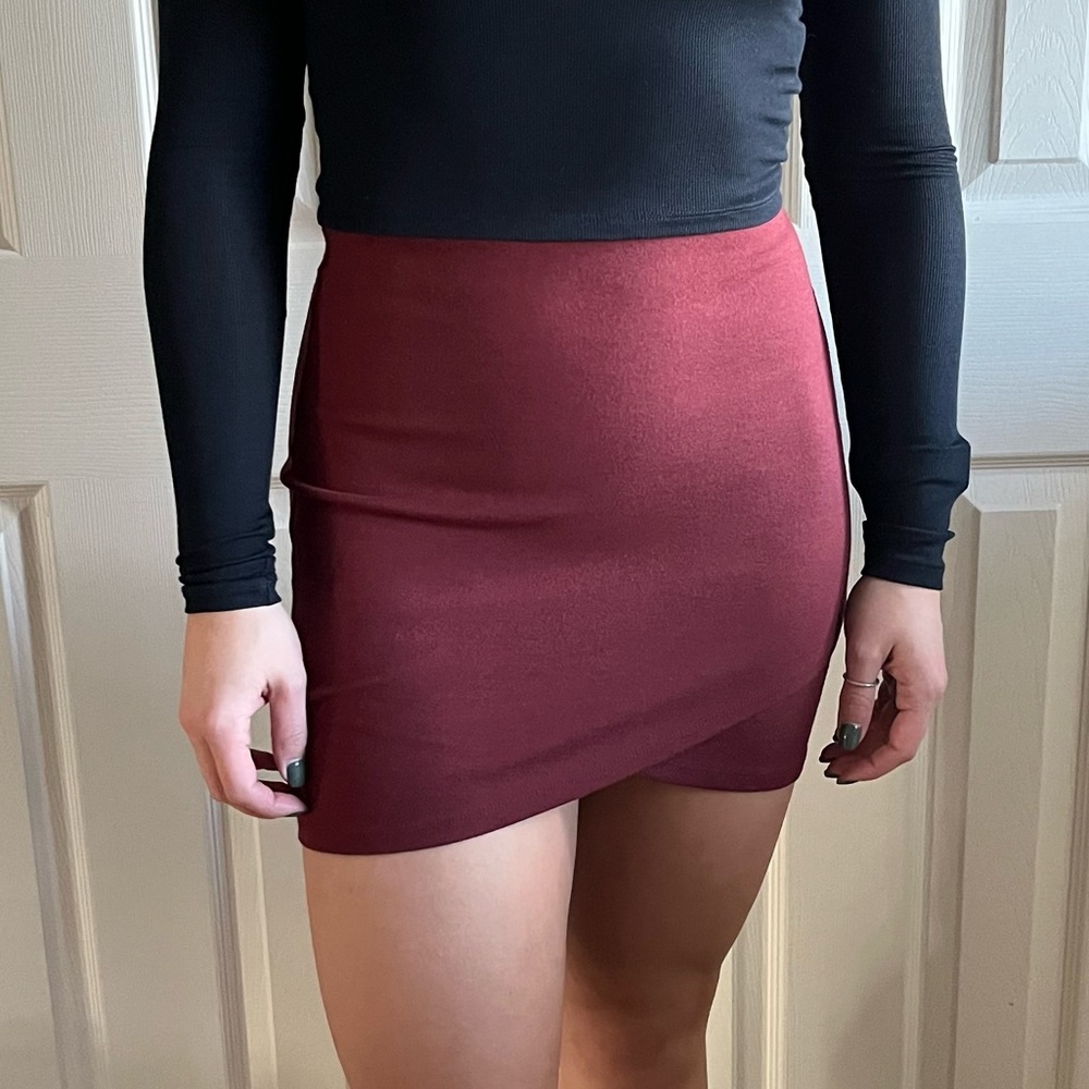 Sunday Best Burgundy Mini Skirt